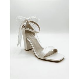Forever & Always Shoes Forever & Always Shoes Evarose Bow Detail Block Heel Bridal Sandal