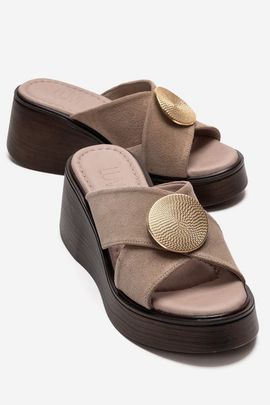 Forever & Always Shoes Forever & Always Shoes Fianna Leather Cross Strap Platform Sandal
