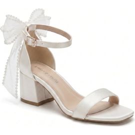 Forever & Always Shoes Forever & Always Shoes Floraya Bow Block Heel Bridal Sandal