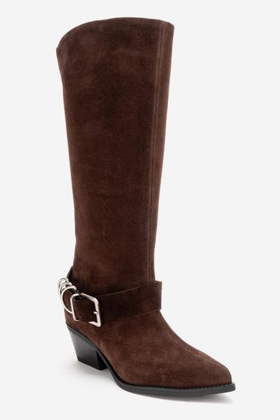 Forever & Always Shoes Forever & Always Shoes Helios Leather Block Heel Knee High Western Boot