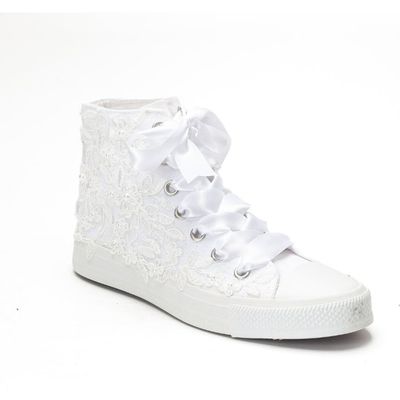 Forever & Always Shoes Forever & Always Shoes Isolde Lace High Top Bridal Sneaker