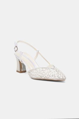 Forever & Always Shoes Forever & Always Shoes Kristen Pearl Embellished Block Heel Pump 