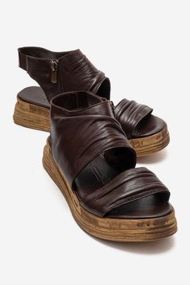 Forever & Always Shoes Forever & Always Shoes Lunas Leather Side-Zip Flat Heel Sandal