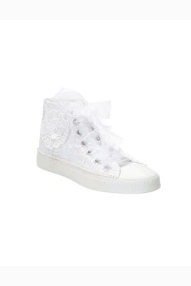 Forever & Always Shoes Forever & Always Shoes Mariselle Pearl Lace Bridal High Top Sneaker