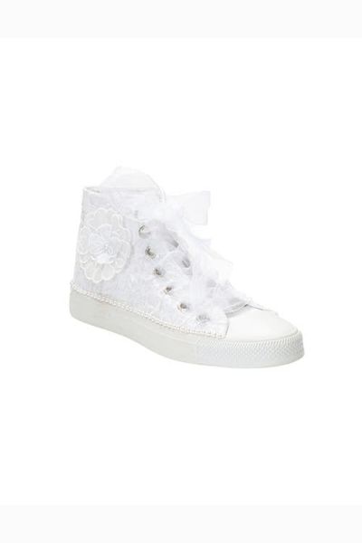 Forever & Always Shoes Forever & Always Shoes Mariselle Pearl Lace Bridal High Top Sneaker