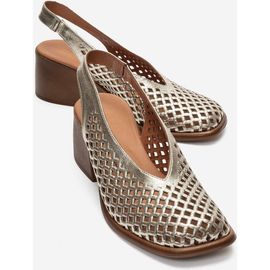 Forever & Always Shoes Forever & Always Shoes Monvera Block Heel Leather Slingback Sandal