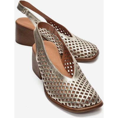 Forever & Always Shoes Forever & Always Shoes Monvera Block Heel Leather Slingback Sandal