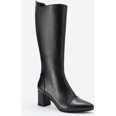 Forever & Always Shoes Forever & Always Shoes Osmera Leather Block Heel Knee High Boot