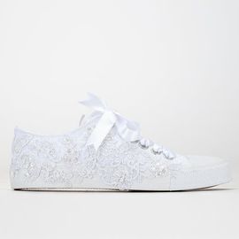 Forever & Always Shoes Forever & Always Shoes Shelby Lace White Bridal Sneakers 