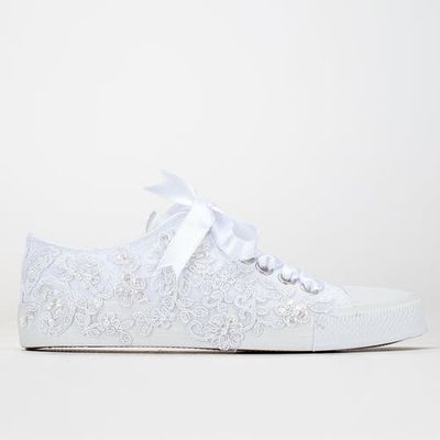 Forever & Always Shoes Forever & Always Shoes Shelby Lace White Bridal Sneakers 