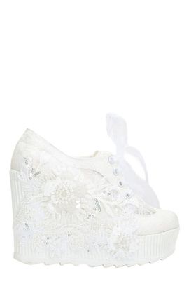 Forever & Always Shoes Forever & Always Shoes Sheri Lace Bridal Platform Sneakers