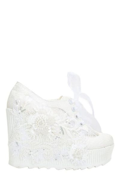 Forever & Always Shoes Forever & Always Shoes Sheri Lace Bridal Platform Sneakers