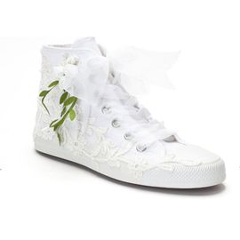 Forever & Always Shoes Forever & Always Shoes Sylvara Floral Lace Ribbon Bridal High Top Sneaker