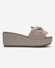 Forever & Always Shoes Forever & Always Shoes Syndra Bow Wedge Leather Sandal - 4