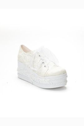 Forever & Always Shoes Forever & Always Shoes Valencia Lace Platform Bridal Sneaker