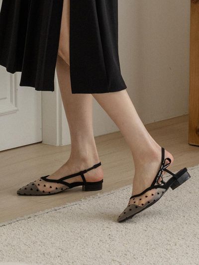 FORMEL CAMELE Heart Mesh Slingback_Beige