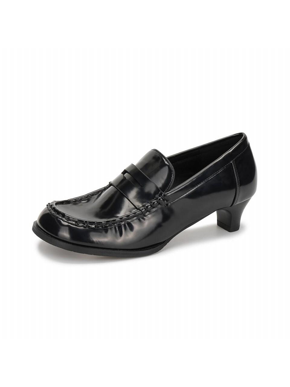 FORMEL CAMELE Wide Penny Loafer Heel Black 4 cm