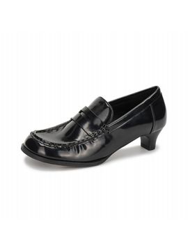 FORMEL CAMELE Wide Penny Loafer Heel Black 4 cm