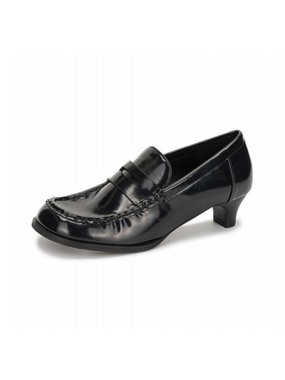 FORMEL CAMELE Wide Penny Loafer Heel Black 4 cm