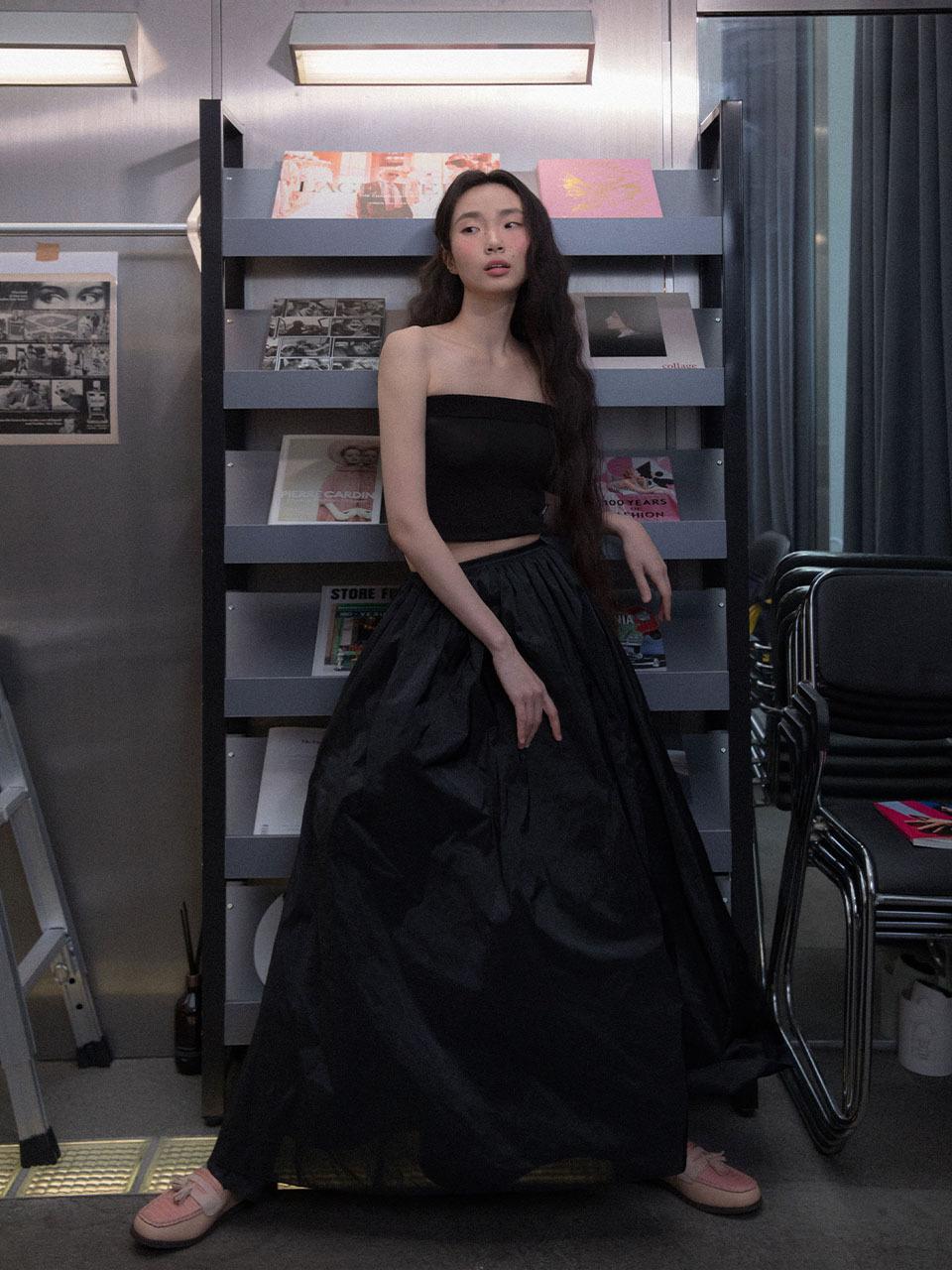 FORMYSIS Grace Shirring Skirt_Black