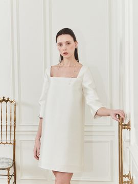 FORMYSIS Square A-Line Mini Dress (White)