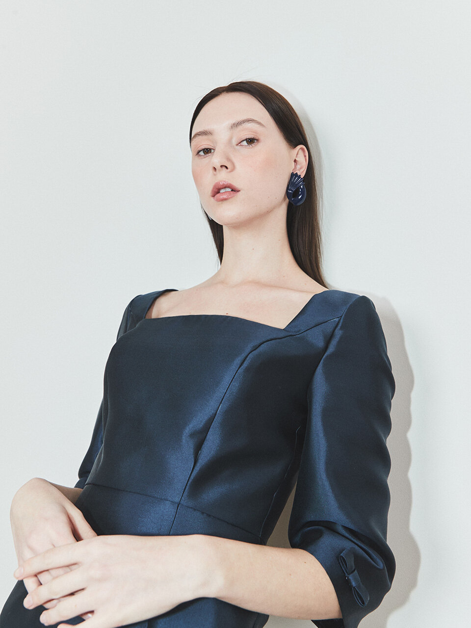 FORMYSIS Square H-Line Dress  (Navy)