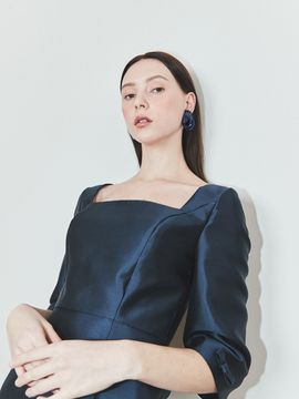 FORMYSIS Square H-Line Dress  (Navy)