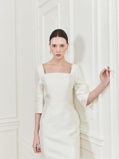 FORMYSIS Square H-Line Dress (White)