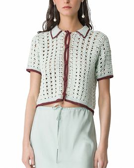 Forte forte forte_forte Cable Luxe Crocheted Polo Shirt