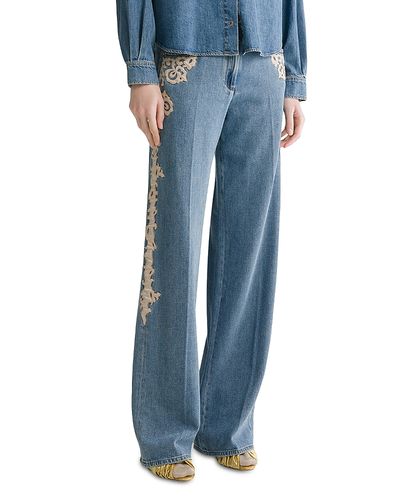 Forte forte forte_forte Cavalry High Rise Embroidered Jeans in Celeste