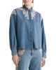 Forte forte forte_forte Indigo Twill Embroidered Boxy Denim Shirt in Celeste - 1