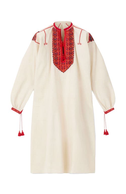 Fortela Fortela Afra Embroidered Cotton Caftan Dress