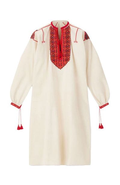 Fortela Fortela Afra Embroidered Cotton Caftan Dress