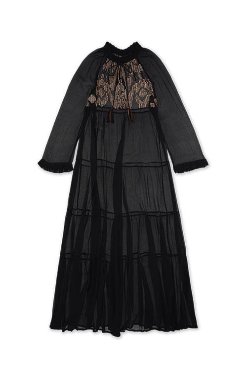 Fortela Fortela Arsia Embroidered Silk Chiffon Kaftan Dress