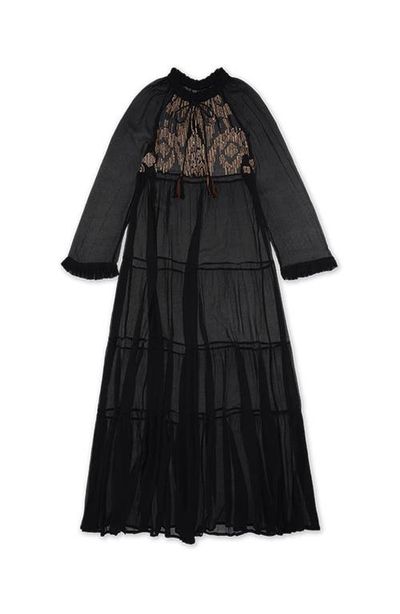 Fortela Fortela Arsia Embroidered Silk Chiffon Kaftan Dress