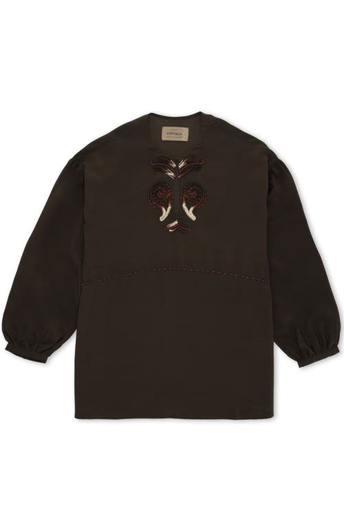 Fortela Fortela Bohemian Embroidered Silk Blouse