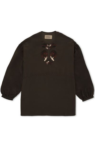 Fortela Fortela Bohemian Embroidered Silk Blouse