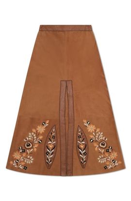 Fortela Fortela Embroidered Suede Skirt