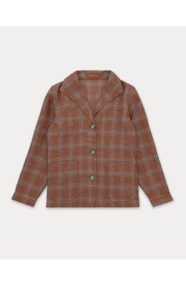 Fortela Fortela Scotland-Checkered Linen and Cotton Classic Jacket