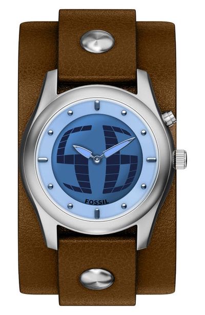 Fossil Fossil Archival Big Tic® Anadigi Leather Strap Watch, 40mm