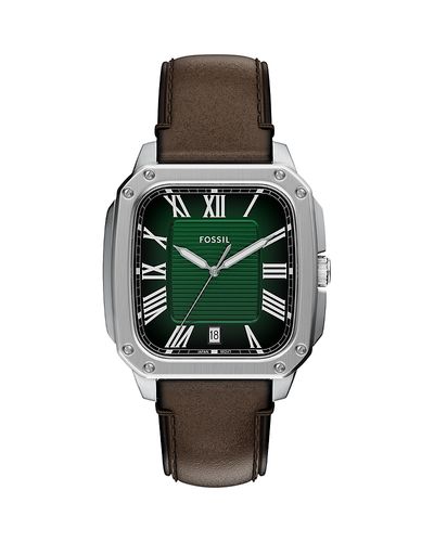 Fossil Fossil Crosby Three-Hand Brown Leather Watch, 42mm x 30mm