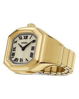 Fossil Fossil Harlow Two-Hand Gold-Tone Stainless Steel Watch Ring, 16mm