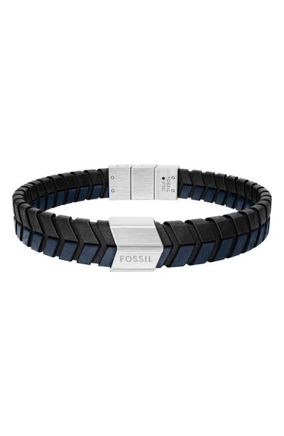 Fossil Fossil Men's Woven Leather Bracelet