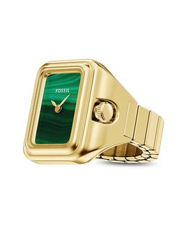 Fossil Fossil Raquel Two-Hand Gold-Tone Stainless Steel Watch Ring, 14mm x 18.5mm