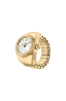 Fossil Fossil Star Mother-of-Pearl Goldtone Ring Watch, 15mm 