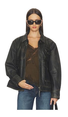 Found Found Distressed Leather Pocket Jacket
