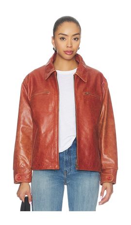 Found Found Marlboro Sun Faded Leather Racer Jacket