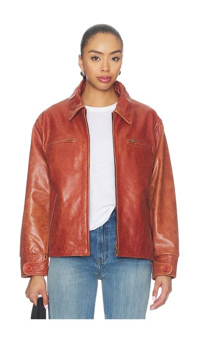 Found Found Marlboro Sun Faded Leather Racer Jacket