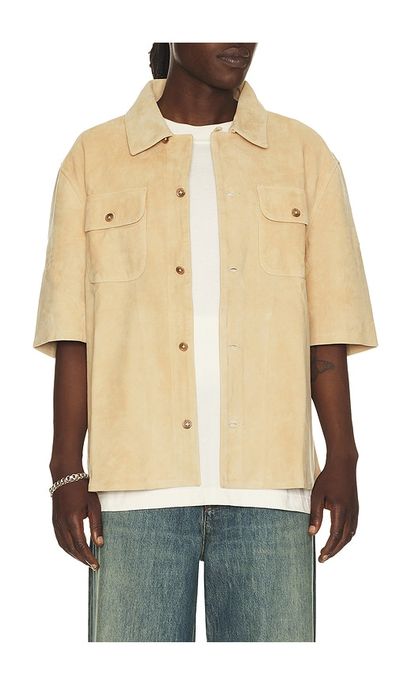 Found Found Suede Short Sleeve Camp Shirt