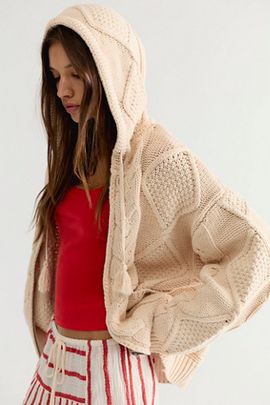 Found Found Zip-Up Cable Knit Hoodie